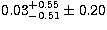 $0.03^{+0.55}_{-0.51}\pm0.20$