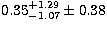 $0.35^{+1.29}_{-1.07}\pm0.38$