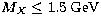 $M_X \leq 1.5\,\mbox{GeV}$
