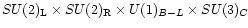 $SU(2)_{\mathrm {L}}\times
SU(2)_{\mathrm {R}}\times U(1)_{B-L}\times SU(3)_C$