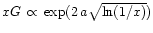 $xG\,\propto \,\exp(2 \,a \sqrt{\ln(1/x)})$