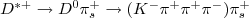 $D^{\ast + }\rightarrow D^{0}\pi^{ + }_{s}\rightarrow(K^{-}\pi^{ + }\pi^{ + }\pi^{-})\pi^{ + }_{s}$