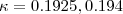 $\kappa = 0.1925, 0.194$