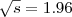 $\sqrt{ s}=1.96$