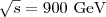 $\sqrt{s} = 900~\mathrm{GeV}$