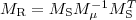 $M_{\mathrm{R}}= M_{\mathrm{S}}M_{\mu}^{-1}M_{\mathrm{S}}^{T}$