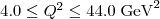 $4.0 \leq Q^{2} \leq 44.0\mathrm {\;GeV}^{2}$