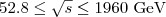 $52.8 \leq\sqrt{s} \leq 1960~\mbox{GeV}$