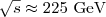 $\sqrt {s}\approx225 \ \mbox{GeV}$