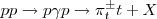 $$pp\rightarrow p \gamma p \rightarrow \pi ^\pm _t t +X$$