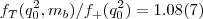 $$f_T(q_0^2,m_b)/f_+(q_0^2)=1.08(7)$$