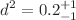 $$d^2=0.2^{+1}_{-1}$$