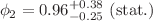 $$\phi _{2} = 0.96^{+0.38}_{-0.25}\text { (stat.)}$$