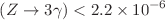 $$(Z \rightarrow 3\gamma ) < 2.2 \times 10^{-6}$$