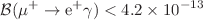 $$ \mathcal{B} (\mu ^+ \rightarrow \mathrm{e}^+ \gamma ) < 4.2 \times 10^{-13}$$