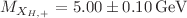 $$M_{X_{H,+}}=5.00\pm 0.10\,\mathrm{GeV}$$