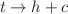 $$t \rightarrow h+c$$