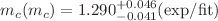 $$m_c(m_c) = 1.290^{+0.046}_{-0.041} \mathrm{(exp/fit)}$$