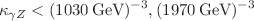 $$\kappa _{\gamma Z}< (1030\,\hbox {GeV})^{-3}, (1970\,\hbox {GeV})^{-3}$$