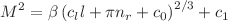 $$M^2=\beta \left( {c_l}l+{\pi }n_r+c_0\right) ^{2/3}+c_1$$