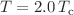 $$T=2.0\,T_{\mathrm{c}}$$