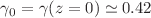 $$\gamma _0=\gamma (z=0)\simeq 0.42$$