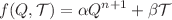 $$f(Q,{\mathcal { T}})=\alpha Q ^{n+1} + \beta {\mathcal { T}}$$