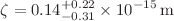 $$\zeta =0.14^{+0.22}_{-0.31}\times 10^{-15}\,\text {m}$$