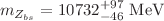 $$ m_{Z_{bs}}= 10732^{+97}_{-46}~\hbox {MeV}$$