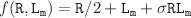 $$f(\mathtt {R,L_m})= \mathtt {R}/2 + \mathtt {L_m}+ \sigma \mathtt {R}\mathtt {L_m}$$