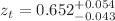 $$z_t=0.652^{+0.054}_{-0.043}$$