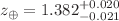 $$z_\oplus = 1.382^{+0.020}_{-0.021}$$