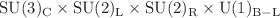 $$\text {SU}(3)_{\textrm{C}} \times \text {SU}(2)_{\textrm{L}} \times \text {SU}(2)_{\textrm{R}}\times \text {U}(1)_{{\textrm{B}}-{\textrm{L}}}$$