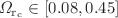 $$\Omega _{\mathrm{r_c}} \in [0.08, 0.45]$$