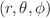 $$(r,\theta ,\phi )$$