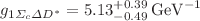 $$g_{1\Sigma _{c}\Delta D^{*}}=5.13^{+0.39}_{-0.49}\,\hbox {GeV}^{-1}$$