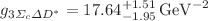$$g_{3\Sigma _{c}\Delta D^{*}}=17.64^{+1.51}_{-1.95}\,\hbox {GeV}^{-2}$$