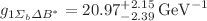 $$g_{1\Sigma _{b}\Delta B^{*}}=20.97^{+2.15}_{-2.39}\,\hbox {GeV}^{-1}$$