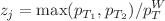 $$z_j=\max (p_{T_1},p_{T_2})/p_T^W$$