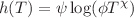 $$h(T)=\psi \log (\phi T^{\chi })$$