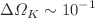 $$\mathrm \Delta \Omega _K\sim 10^{-1}$$