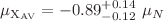 $$\mu _{\mathrm {X_{AV}}}=-0.89 ^{+0.14}_{-0.12}~\mu _N $$