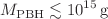 $$M_{\textrm{PBH}}\lesssim 10^{15}\,\textrm{g}$$