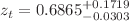 $$z_{t}=0.6865_{-0.0303}^{+0.1719}$$