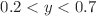 $$ 0.2< y < 0.7$$