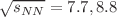 $$\sqrt{s_{NN}}=7.7, 8.8$$