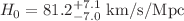 $$H_0=81.2^{+7.1}_{-7.0} \mathrm {~km/s/Mpc}$$