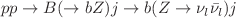 $$pp \rightarrow B(\rightarrow bZ)j\rightarrow b(Z \rightarrow \nu _l\bar{\nu _l})j$$
