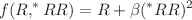 $$f(R, ^*RR)=R+\beta ( ^*RR)^2$$