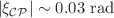 $$|\xi _{\mathcal{C}\mathcal{P}}|\sim 0.03~{\operatorname {rad}}$$